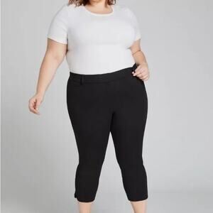 Lane Bryant Womens Pants Sz 14 Allie Deluxe Stretch Crop Black‎ Capris NEW